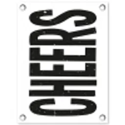Retro - Cheers - Zwart - Decoratie tuinposter los doek klein -3d