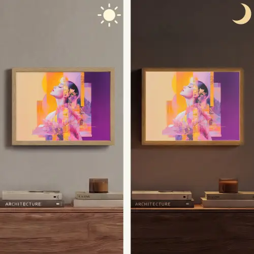 Abstract - Portret - Vrouw - Kleurrijk Light Box met batterij (Wandlamp) middel -sfeer3