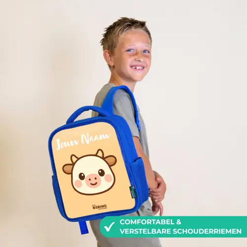 Kawai - Koe - Bruin Kinderrugzak - Blauw middel -sfeer3_NL
