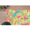 Geel - Roze - Blauw - Retro muismat rubber klein -closeup