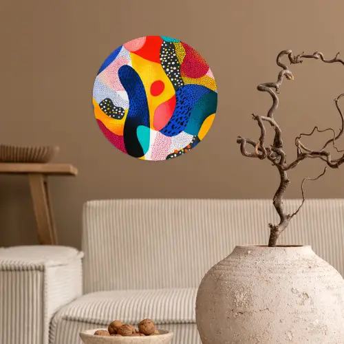 Vormen - Abstract - Stippels - Blauw Wandcirkel behangsticker klein -sfeer1