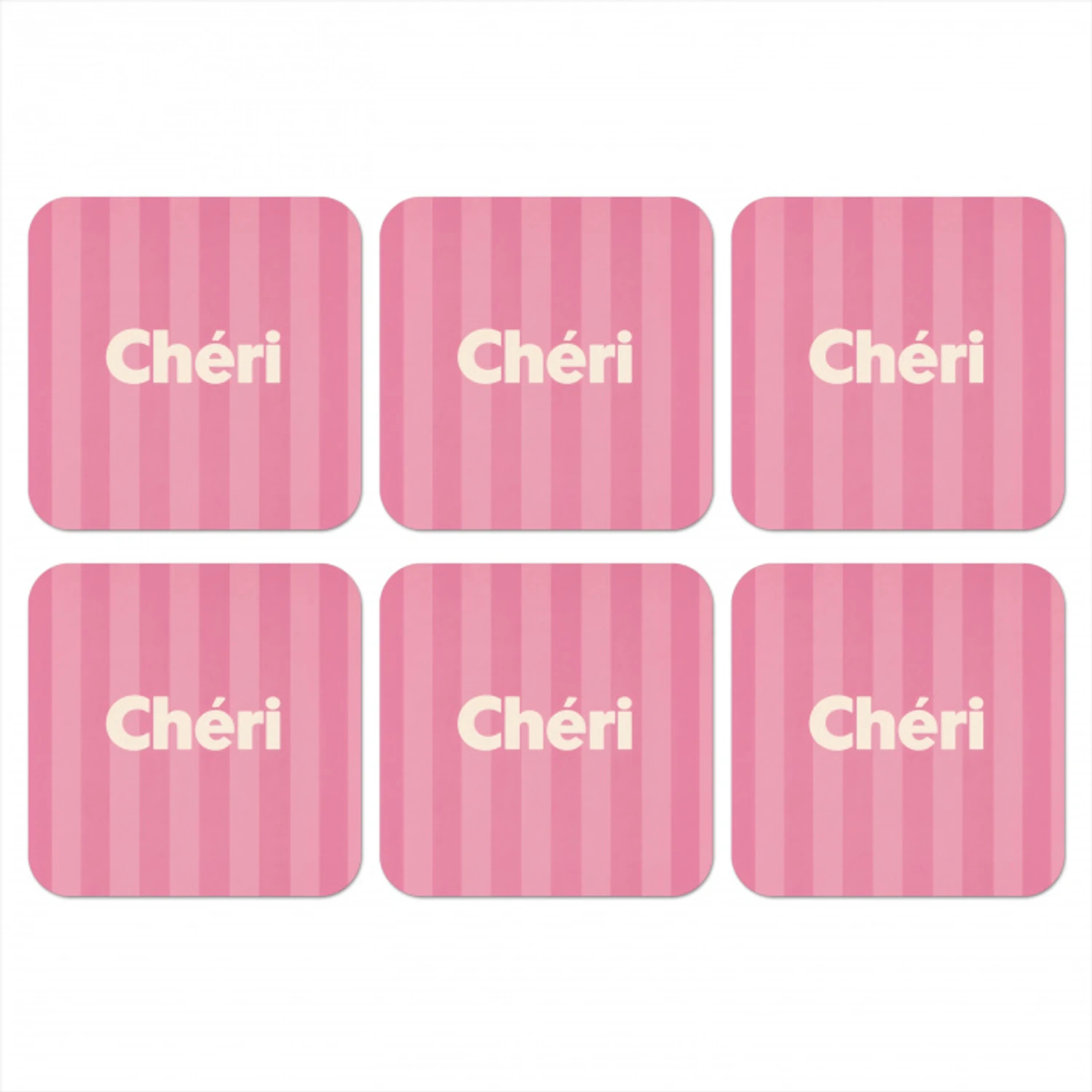 Gestreept - Roze - Chéri onderzetter kurk middel -3d