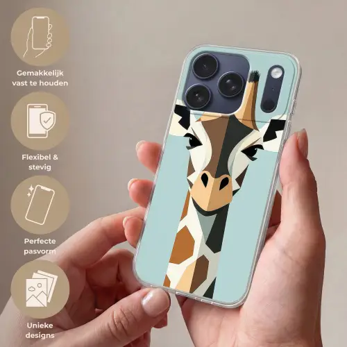 Giraffe - Illustratie - Bruin - Minimalistisch Telefoonhoesje iPhone 17 Pro klein -sfeer3_NL
