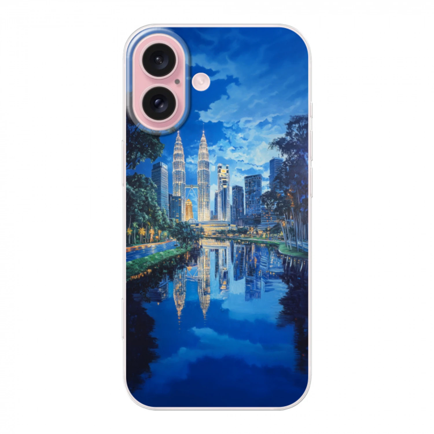 Stad Kuala Lumpur - Skyline - Wolkenkrabbers - Water Apple iPhone 16 klein -3d