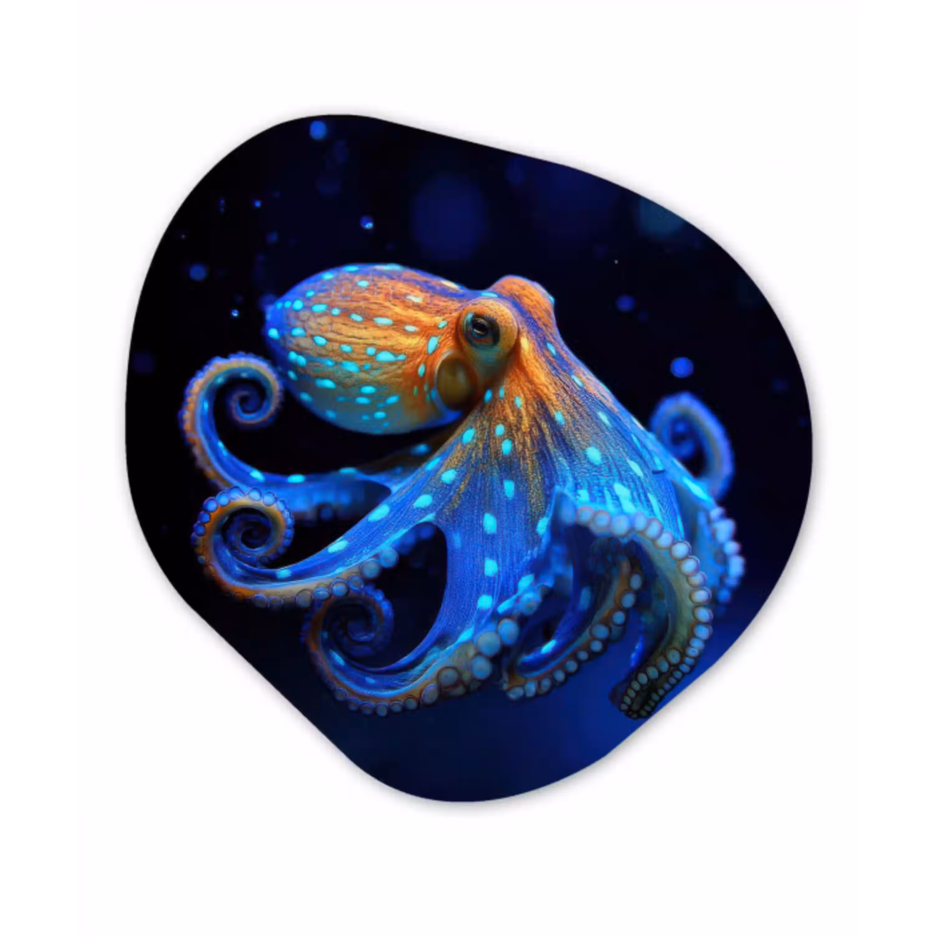 Octopus - Stippen - Blauw - Zee Wandcirkel Organisch Forex 3mm klein -3d