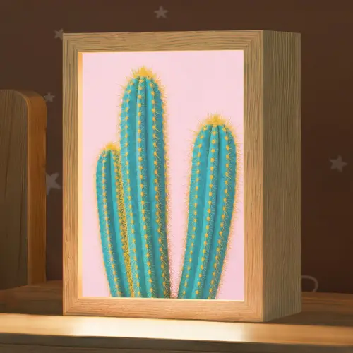 Cactussen - Modern - Pastel Light Box met kabel (Kinderlampje) klein -zzz_3d_website
