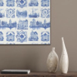 Huizen - Schepen - Blauw PET vilt klein 837 -sfeer6_closeup