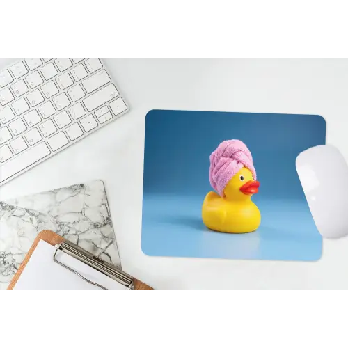 Badeend - Handdoek - Blauw muismat rubber klein -witbureau