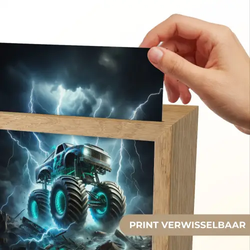 Monstertruck - Bliksem - Blauw - Jongens - Auto Light Box met kabel (Kinderlampje) klein -USP_websiteprintNL