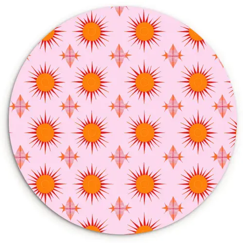 Zon - Patroon - Roze Wandcirkel kunststof plaat 5mm dik klein 188 -3d