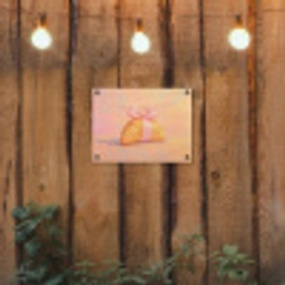 Croissant - Strik - Roze tuinposter los doek klein -sfeer1