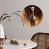 Giraf - Bruin - Abstract - Geschilderd Wandcirkel behangsticker klein -sfeer3