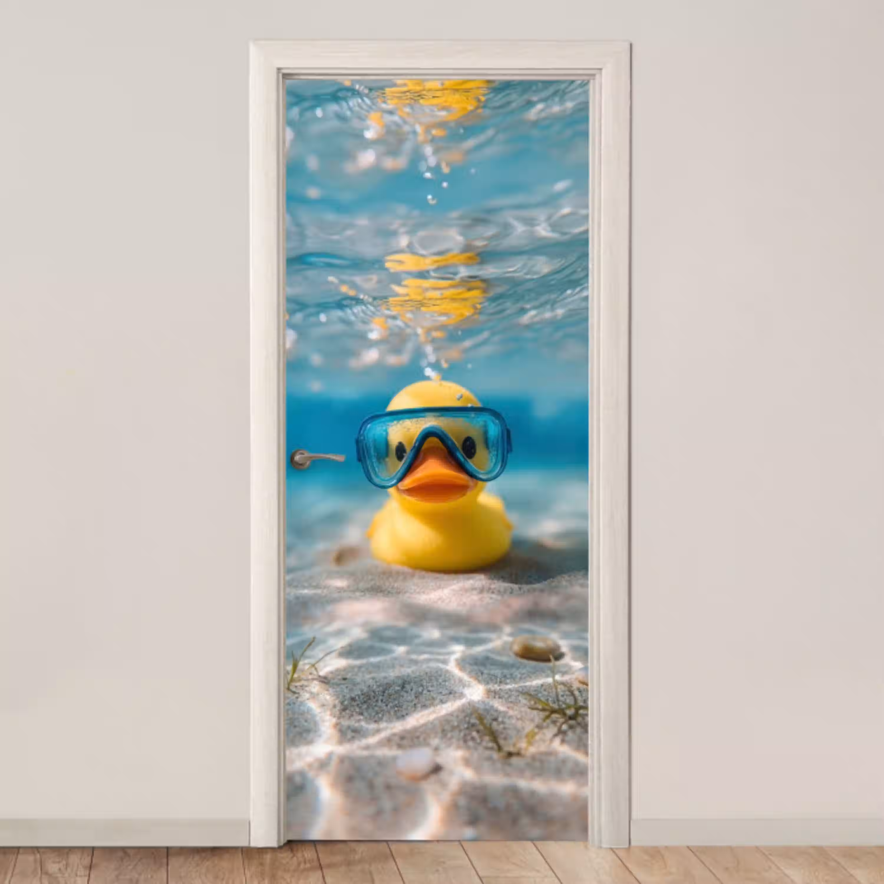 Duikbril - Eend - Water deurposter klein -3d_beige