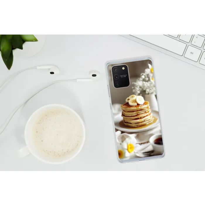 Pannenkoeken - Banaan - Siroop - Wit - Beige Telefoonhoesje Samsung Galaxy S10 Lite klein -oordopS10Lite