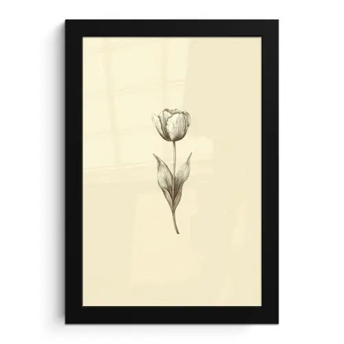 Illustratie - Tulp - Zwart fotolijst zwart zonder passe partout klein -3d