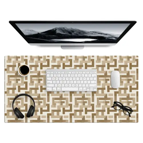 Geometrisch - Retro - Bruin Muismat XXL klein 681 -3d