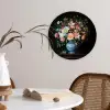 Roze - Bloemen - Vaas - Kleuren Wandcirkel kunststof plaat 5mm dik klein -sfeer4