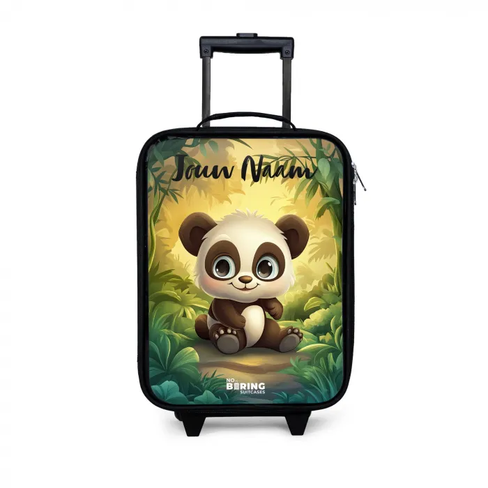Panda - Bamboebos - Groen Kinderkoffer - Zwart klein -3d