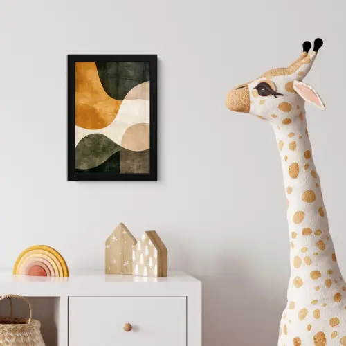 Vormen - Okergeel - Abstract fotolijst zwart zonder passe partout klein -usfeer4_kinderkamer