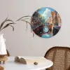 Stad - Gracht - Zon - Fietsen Wandcirkel kunststof plaat 5mm dik klein -sfeer4