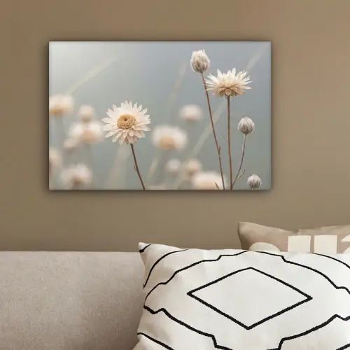 Strobloemen - Wit - Daglicht canvas 2cm klein -sfeer3