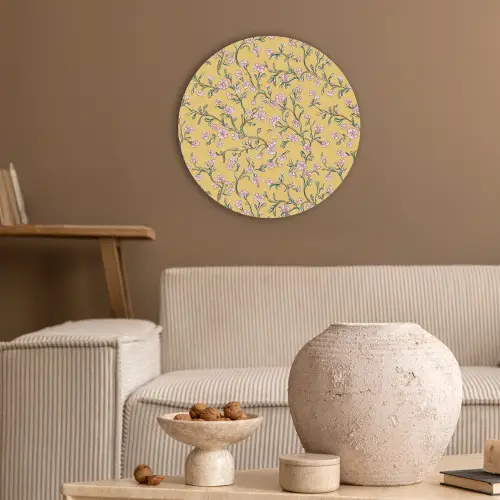 Bloemen - Motief - Geel Akoestische PET Vilt - Rond klein 838 -sfeer1