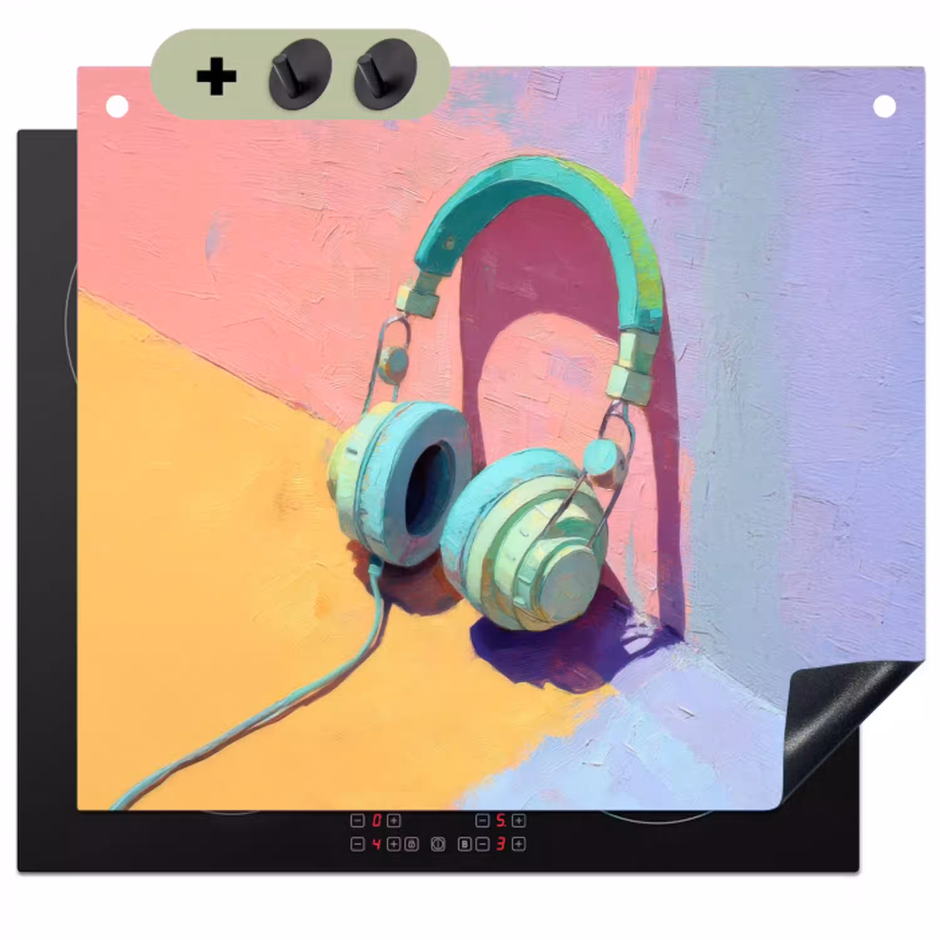 Koptelefoon - Mintgroen - Draad Inductie beschemer met haakjes klein -3d