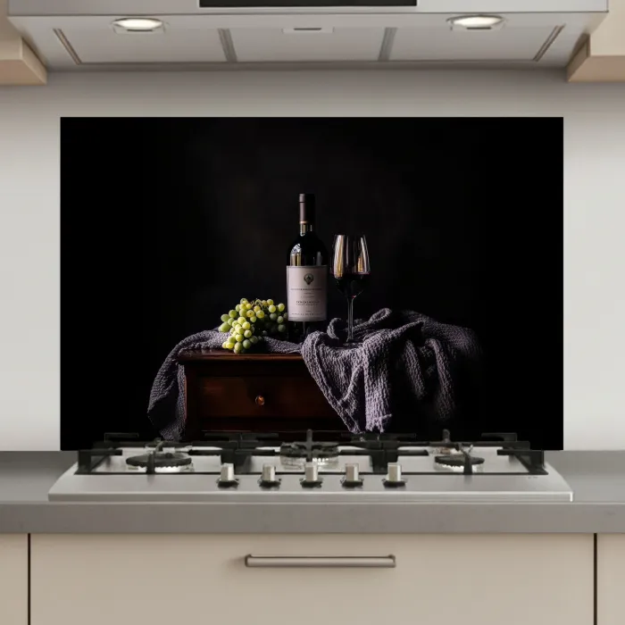 Druiven - Wijn - Rood - Tafel keuken achterwand spatscherm klein -3d_website