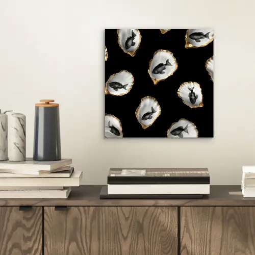 Oesters - Zwart - Vissen - Goud aluminium wit klein -sfeer1