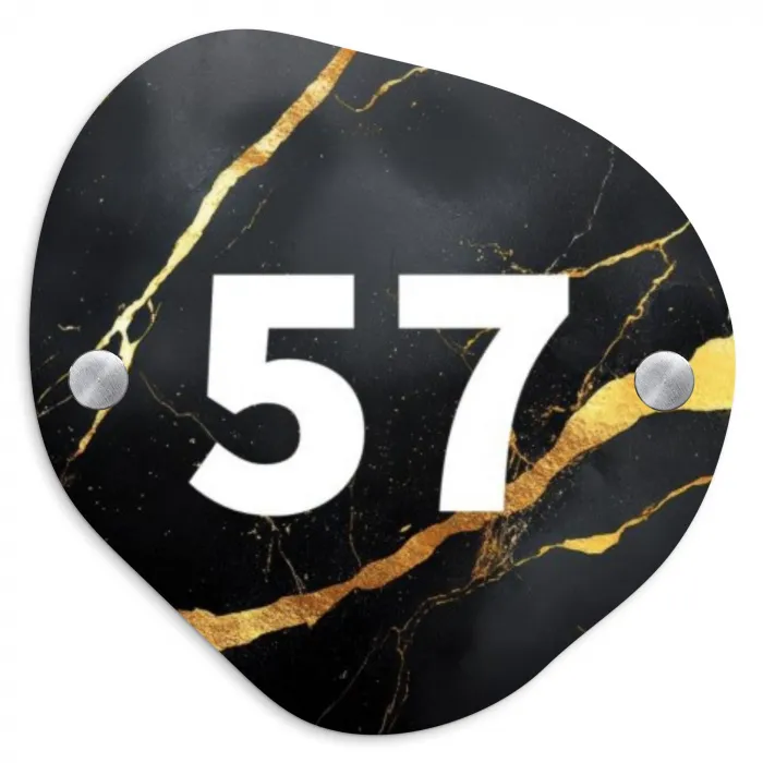 Goud zwart marmer - Modern Naambord Organisch middel -3d