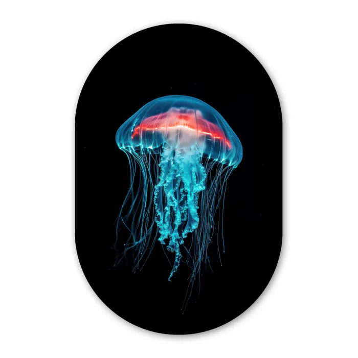Kwal - Tentakels - Blauw - Licht Wandcirkel Ovaal Glas middel -3d