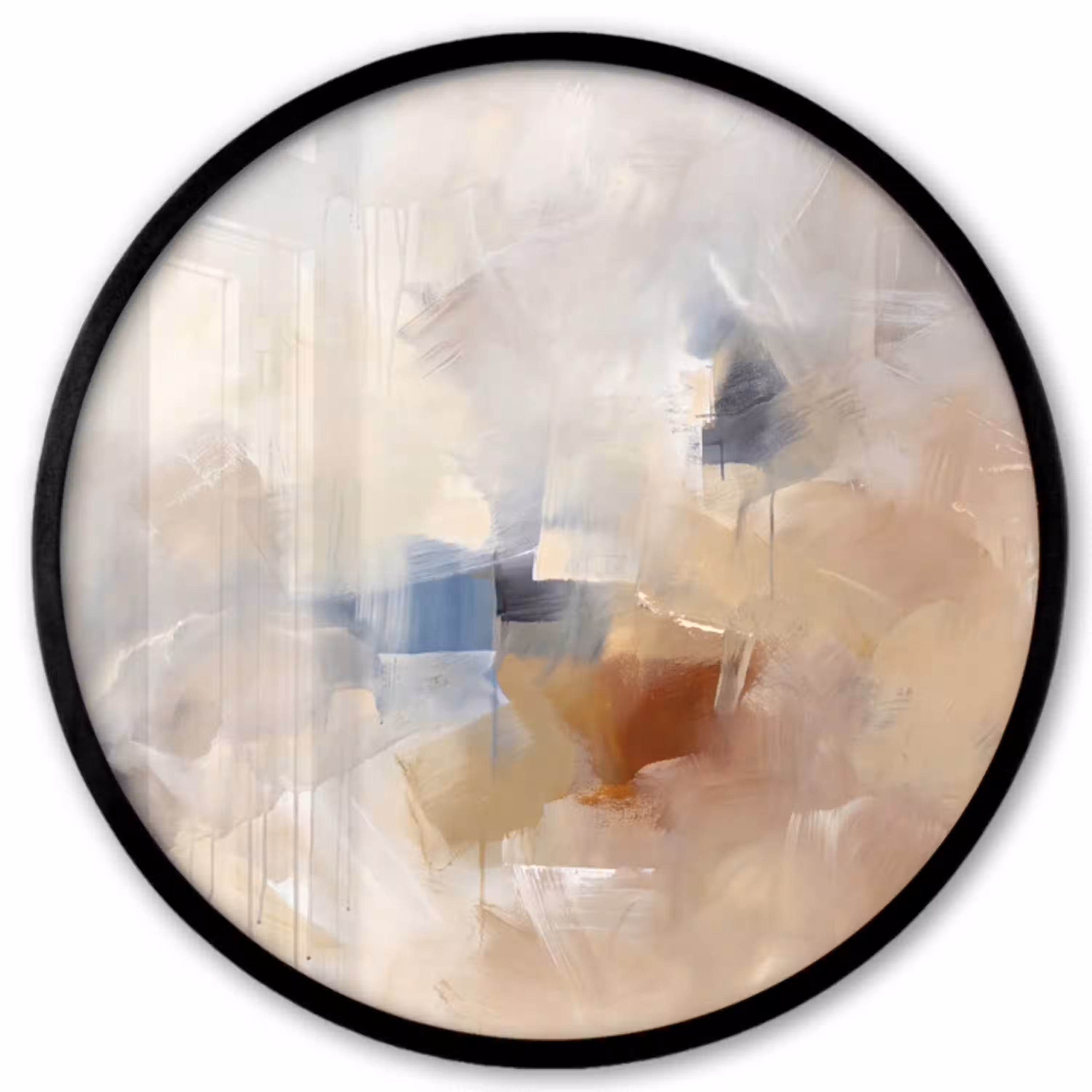 Abstract - Borstelstreken - Modern - Beige - Kunst Fotolijst rond zonder passe partout klein -3d