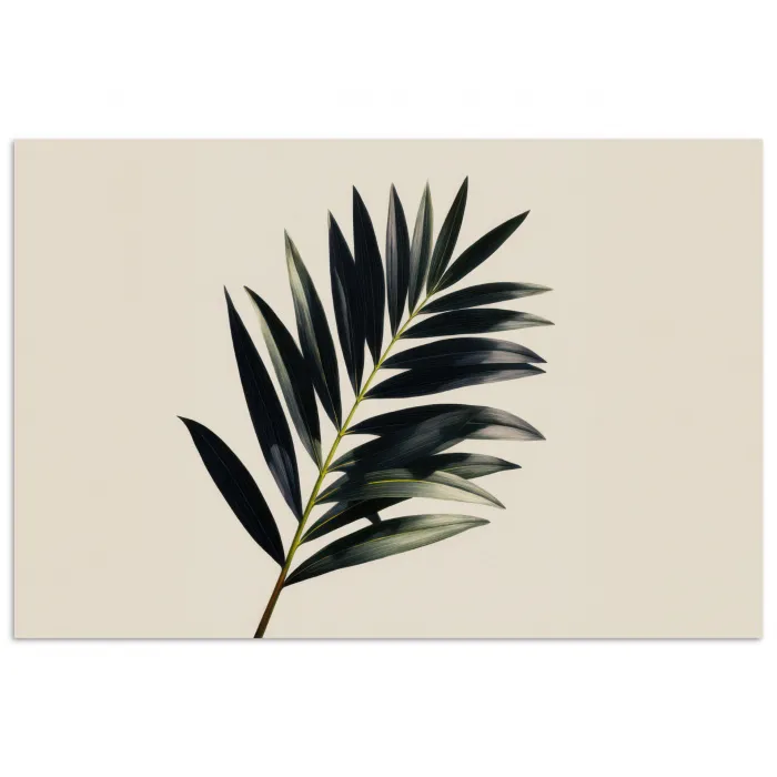 Palmblad - Subtiel - Groen - beige poster papier klein -3d