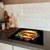 Hamburger - Graffiti - Verf - Kleurrijk - Eten - Abstract Inductie beschermer vinyl 3mm middel -sfeer3