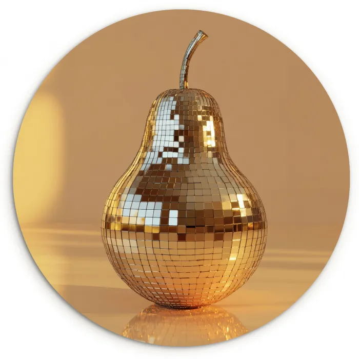 Goud - Disco - Glitter - Peer Wandcirkel plexiglas klein -3d