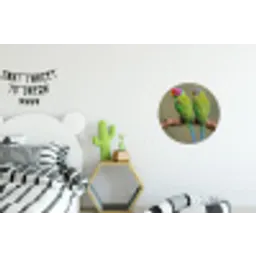 Papagaai - Tak - Natuur - Kleurrijk Wandcirkel aluminium klein -kinderkamer