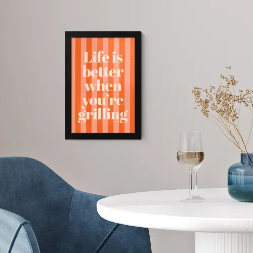 Tekst - Gestreept - Oranje - Zomer fotolijst zwart zonder passe partout klein -sfeer4