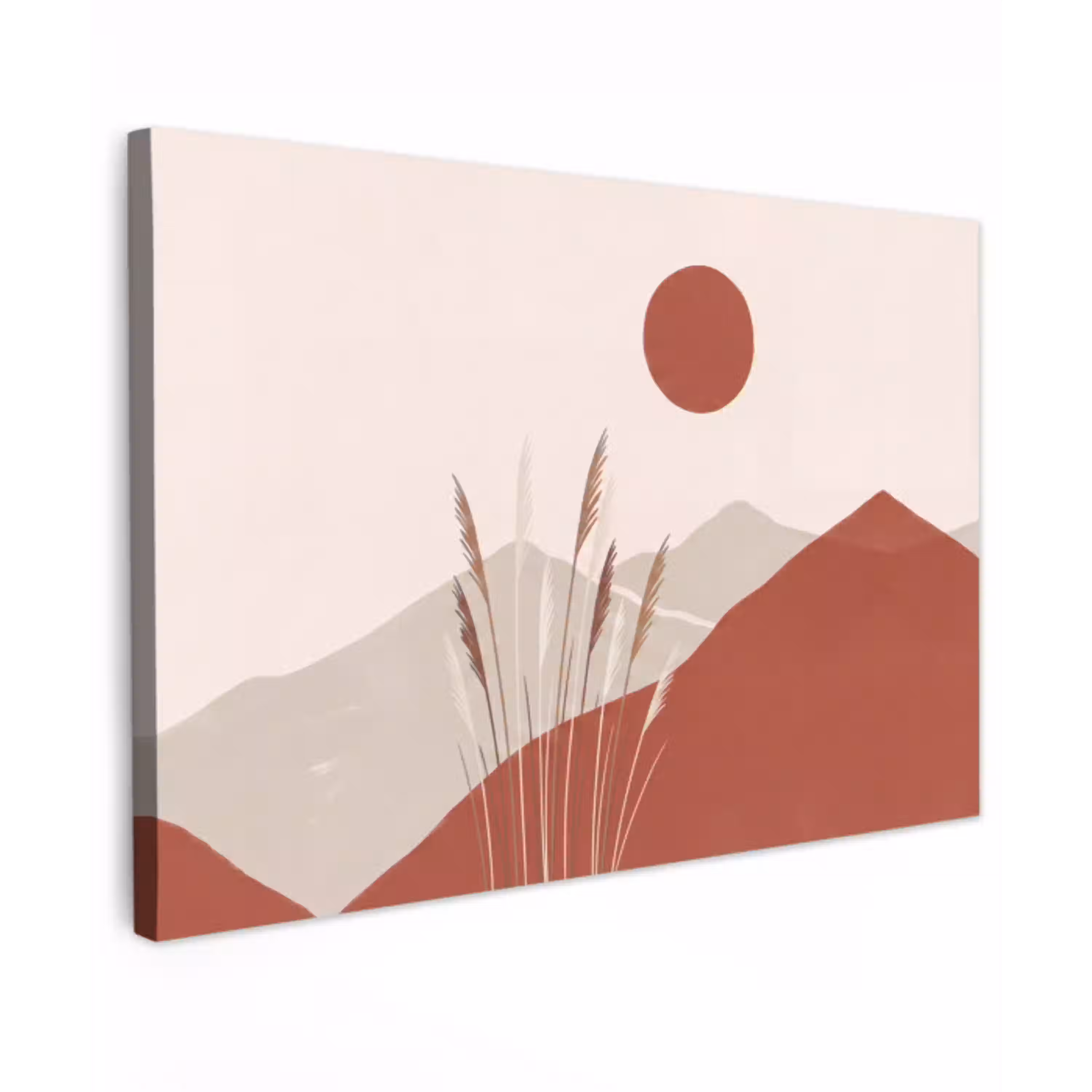 Gras - Landschap - Natuur - Abstract - Beige Tuinposter op houten frame 2 cm dik klein -3d