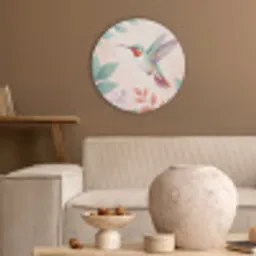 Kolibrie - Vliegen - Natuur - Illustratie - Kleurrijk Akoestische PET Vilt - Rond klein -sfeer1