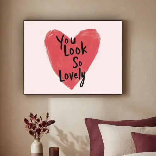 Hart - Rood - Valentijn Textielframe zwart klein -sfeer1