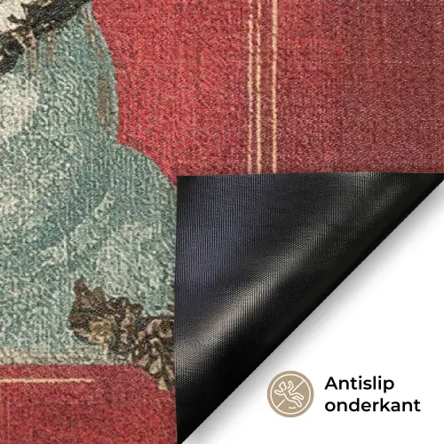 Klassiek - Kerstgroet - Sneeuwpop - Rood Deurmat klein -antislip_NL