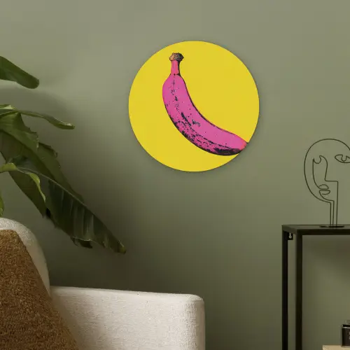 Banaan - Grafisch - Geel Akoestische PET Vilt - Rond klein -sfeer2