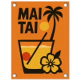 Palmboom - Bloem - Art - Drink tuinposter los doek klein -3d