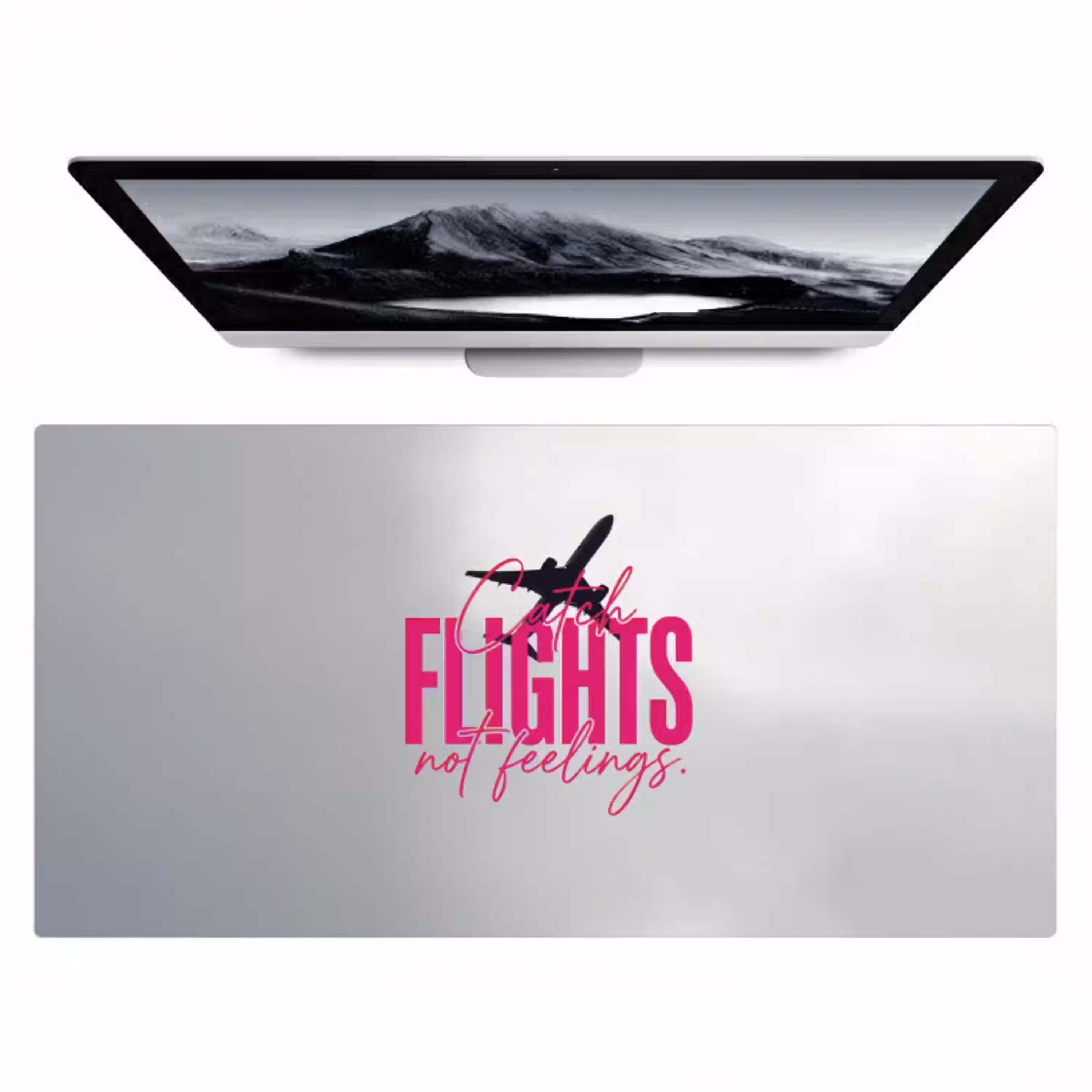 Catch flights not feelings - Vliegtuig - Roze Muismat XXL klein -zzz3d