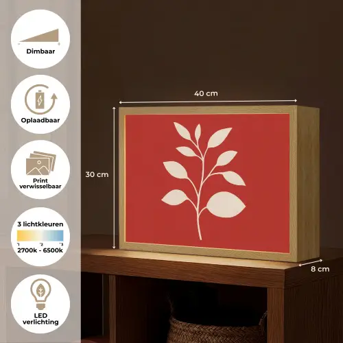 Silhouet - Bladeren - Tak Light Box met batterij (Wandlamp) middel -USP_websiteoverzichtNL