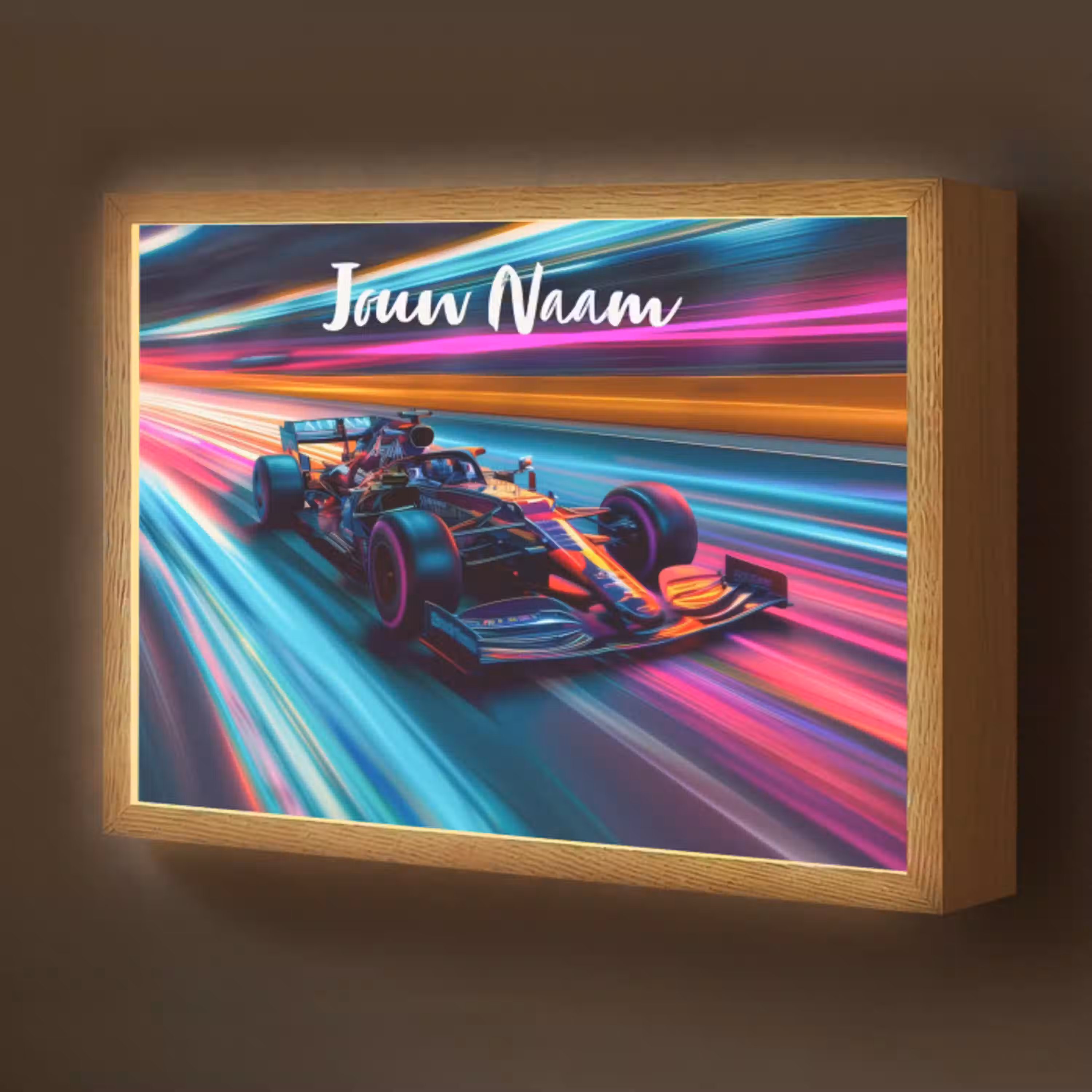 Formule 1 - Auto - Race - Jongens - Kleurrijk Light Box met batterij (Wandlamp kind) middel -z3d_website