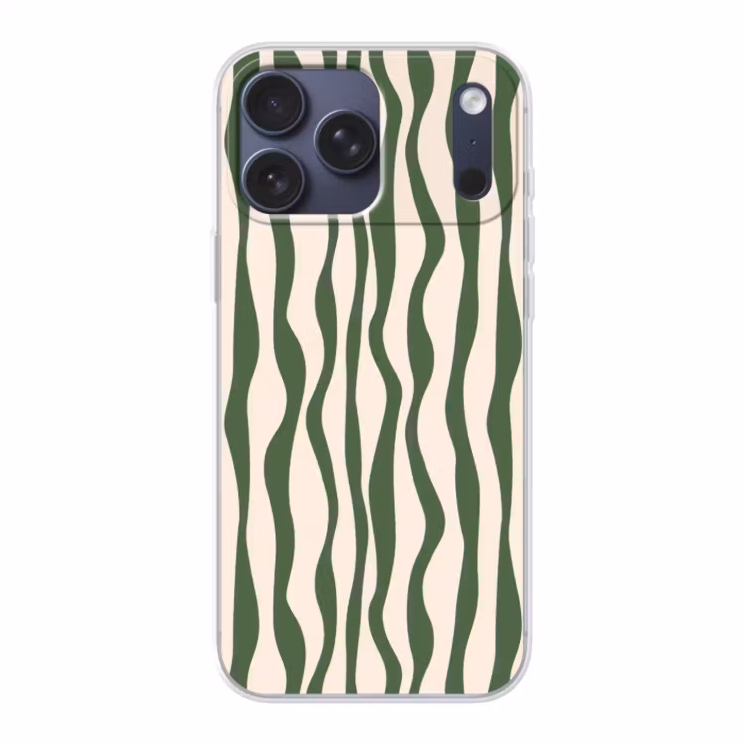 Telefoonhoesje Softcase - Golvende lijnen - Beige - Groen - Strepen - Abstract