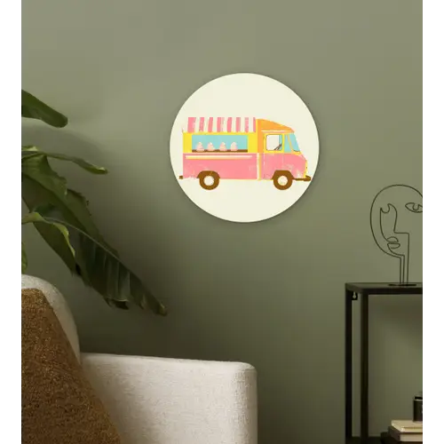 Ijskar - Retro - Softijsjes - Roze Wandcirkel plexiglas klein -sfeer3