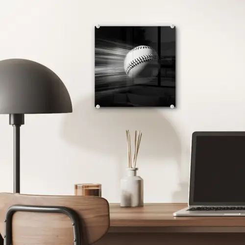Honkbal - Wit - Vliegt plexiglas 5mm klein -sfeer6