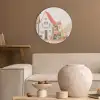 Bloemen - Huizen - Dorp Akoestische PET Vilt - Rond klein -sfeer1